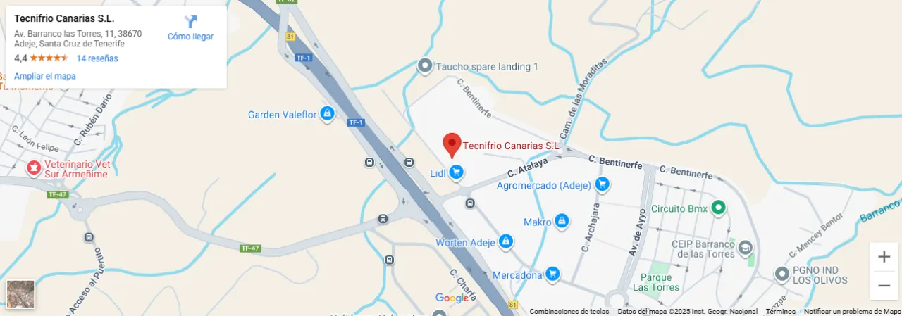 Tecnifrio Canarias - Mapa Tecnifrio Canarias - Mapa